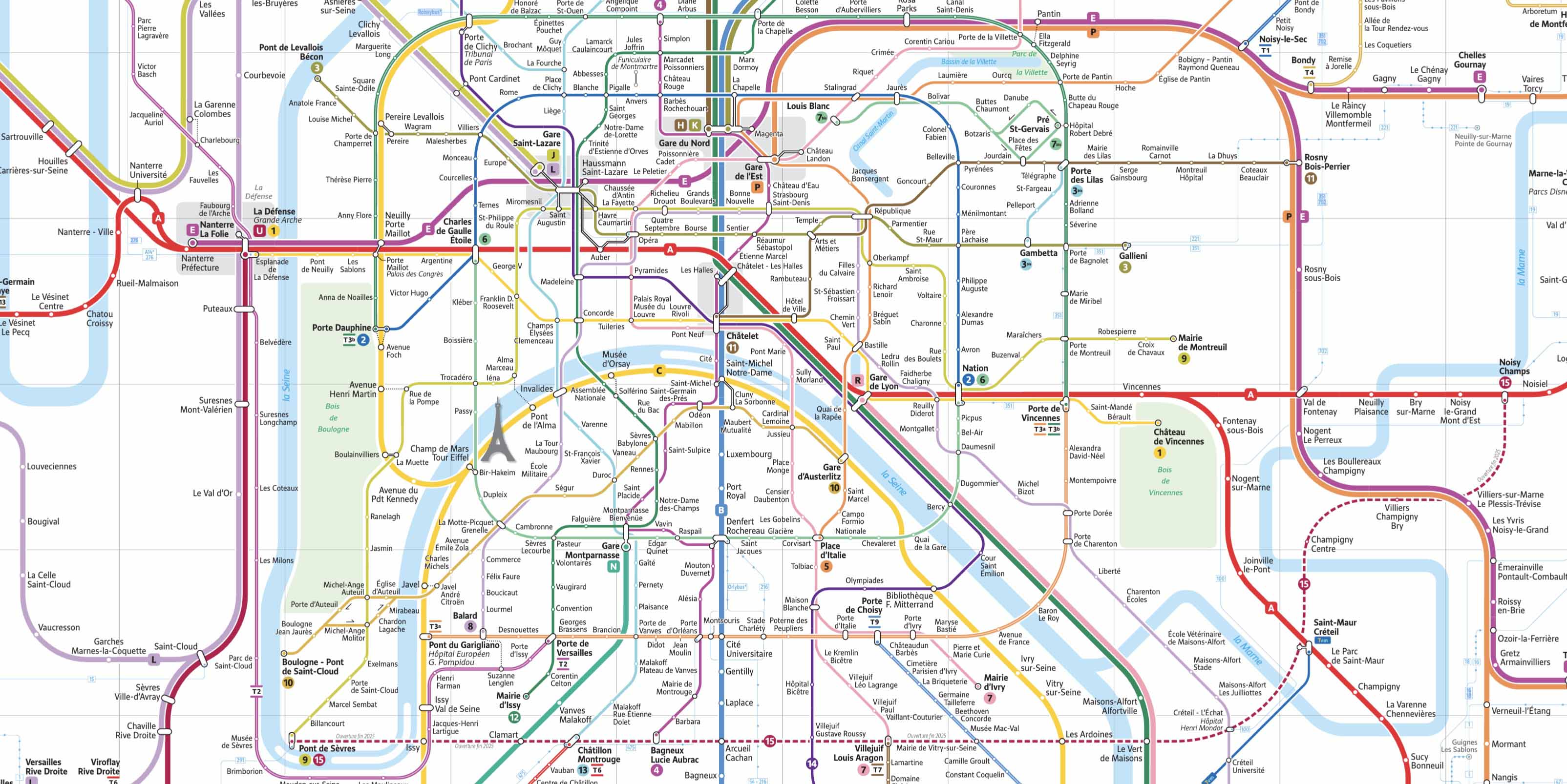 Plan du RER en Île de France